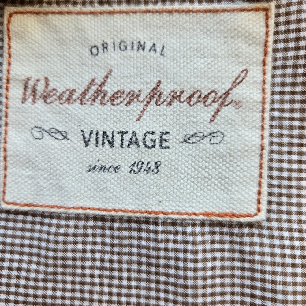 Weatherproof Vintage Mens L Brown Checkered Contrast Cuffs Long Sleeve Shirt - Picture 2 of 10
